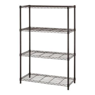 Imagem de Estante Ajustável Aço Preta 4 Prateleiras Carga Total 560 Kg Comercial