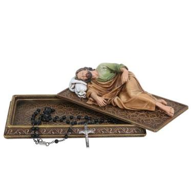 Imagem de Estátua de São José Adormecida BC Catholic com estojo de 22,35 cm Buil