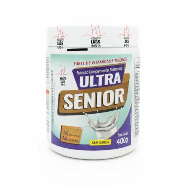 Imagem de Ultra Senior, Suplemento Alimentar Sem sabor, 400g, com 8g de Proteínas, 14 Vitaminas e Minerais, Fonte de Cálcio e Vitaminas D3 e C, Health Labs