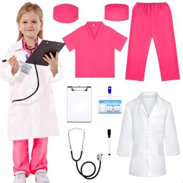 Imagem de Doctor Costume Liberry para crianças com estetoscópio de 3 a 6 anos