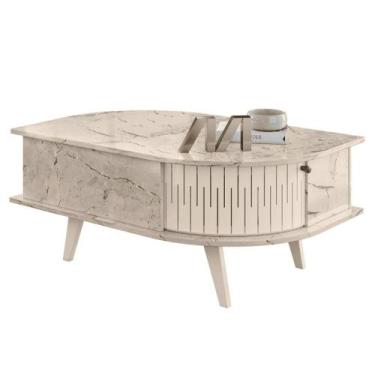 Imagem de Mesa de Centro Indianapolis com Nichos Calacata/Off-White - Madetec