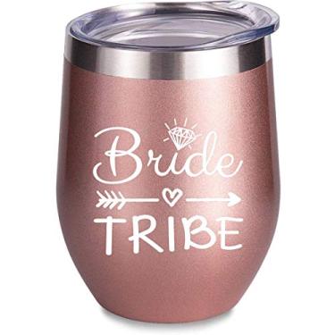 Imagem de Bride to Be Champagne Flute | Copos de vinho de aço inoxidável da Tribo da Noiva de 340 ml | Canecas de noivado para presente de casamento para damas de honra para despedida de solteira e jogos | Copos de ouro rosa isolados, Bridesmaid (Set of 1), Set of 1