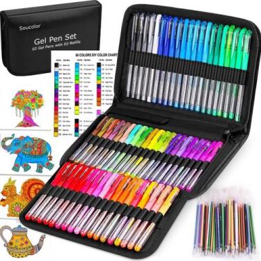Imagem de Canetas de gel Soucolor Deluxe, pacote 120 para livros de colorir para