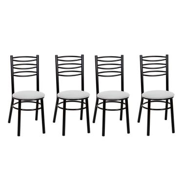 Imagem de Kit 4 Cadeiras Cp33 Pintadas Pretas Treparoni Preto Com Branco