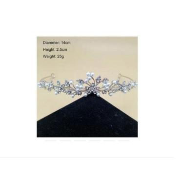 Imagem de Coroa Tiara Noiva Debutante Prateada Strass Princesa Arco