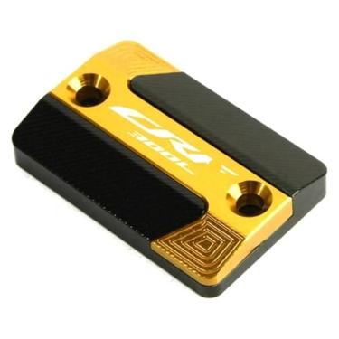 Imagem de Acessórios de motocicleta Tampa do reservatório de fluido de freio dianteiro e tampa de enchimento de óleo do motor compatível com CRF300L CRF 300 L CRF 300L 2021 2022 (tampa frontal - dourada)