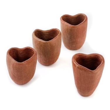 Imagem de MEXTEQUIL - Conjunto de 4 copos artesanais de tequila de argila vermelha - Utensílios de bar artesanais de Oaxaca, México (corações)
