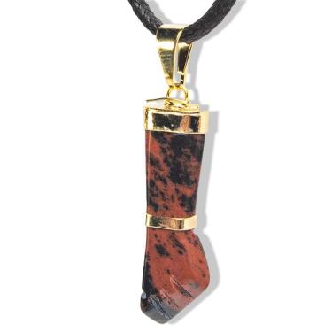 Imagem de Colar Figa Pedra Obsidiana Mahogany Montagem Envolto Dourado