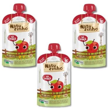 Imagem de Kit Com 3 Papinhas Natuzinho Orgânica Maça Sem Açúcar 6m+ - Geral