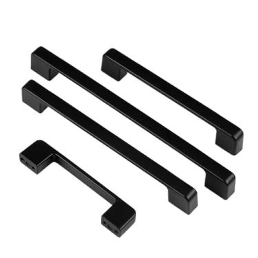 Imagem de CXYFQUUK Puxadores de porta de móveis de cozinha de liga de alumínio preto puxadores de gaveta de armário ferragens para móveis 2 peças (128 mm)