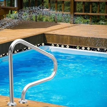 Imagem de Corrimão de piscina, kit de trilho de mão de piscina, barra de mão de piscina de aço inoxidável para parques aquáticos de jardim, grade de escada de piscina à prova de ferrugem, prata à prova de