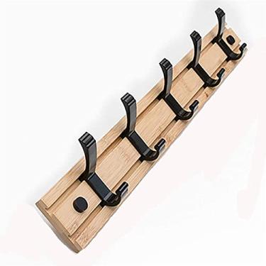 Imagem de Cabide de casaco estilo nórdico moda mobiliário quarto cabide cabide cabide ganchos para sala de estar armário chapéus cabides gancho de parede unissex (cor: madeira cor tamanho: 5 ganchos) (cor de
