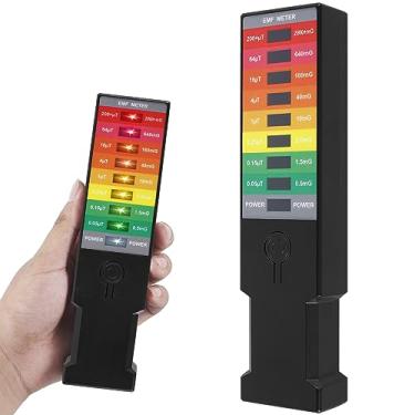 Imagem de Detector de radiação eletromagnética, leitor portátil de EMF operado por bateria, testador de medidor EMF portátil de 9 LEDs, monitor de campo magnético para secador de cabelo de computador doméstico