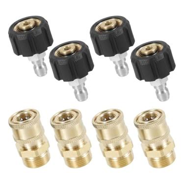 Imagem de Conjunto adaptador de mangueira de lavadora de pressão de aço inoxidável M22 para 1/10.2 cm kit de conector rápido 5000PSI mangueira de água segura máxima conexão conexões lavadora de pressão para