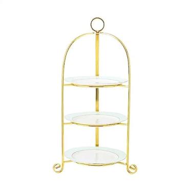 Imagem de Suporte de bolo de duas ou três camadas para chá da tarde, moderno, personalizado, suporte de bolo de cerâmica, decoração de casamento (Bianco com três camadas)