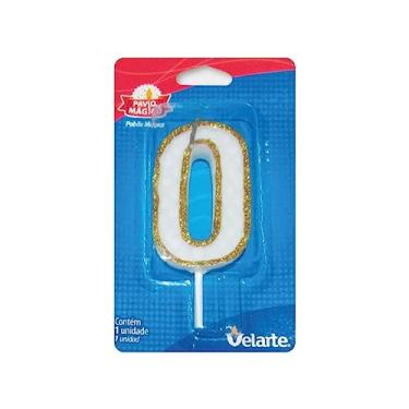 Imagem de Vela De Aniversário Branco C/Glitter Dourado 0