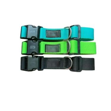 Imagem de Coleira para Cachorro Ajustável Resistente Estilosa Pet Pequeno médio e grande porte((3UN) AZUL TURQ+VERD NEON+PRETO)
