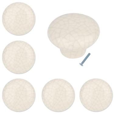 Imagem de Brosay Maçanetas de armário de cerâmica elegantes com acabamento de mármore floral design redondo para gavetas de cozinha, portas, guarda-roupas, cômodas, baú de móveis, orifício único, 6 peças