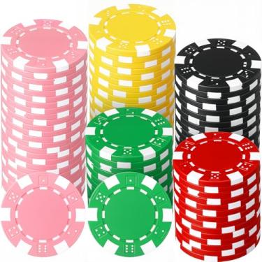 Imagem de LaRandom 100 peças de fichas de pôquer de 11,5 gramas ABS Monte Carlo, marcadores de fichas de bingo de 40 mm em branco para Blackjack e jogos de pôquer noturno de cartas (vermelho, amarelo, verde