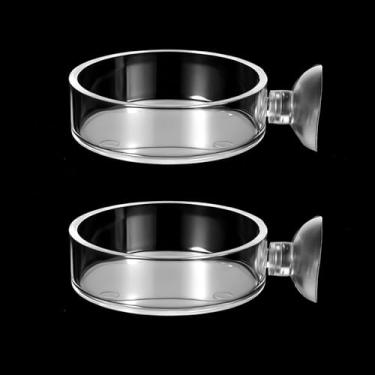 Imagem de 2 peças de prato alimentador de aquário de 60 mm, prato de comedouro de camarão de acrílico transparente com sucção para alimentação de tanques de aquário