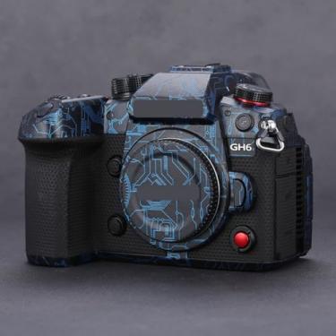 Imagem de GH6 Adesivo de capa de câmera anti-arranhões para Panasonic Lumix GH6 protetor de película de vinil decoração protetora (azul circuito)