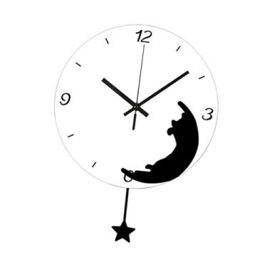Imagem de Ｂｅｓｇａ Relógio de parede de gato, decoração, arte criativa, prática, presente, ornamento anti-taque, relógio decorativo para sala de estar, quarto, Gato No Canto Inferior Direito
