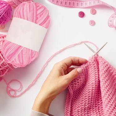 Imagem de Fio de meia de três fios para crochê e tricô, fio listrado leve para artesanato DIY, cachecóis, xales, trabalho manual, 1 peça (rosa pêssego)