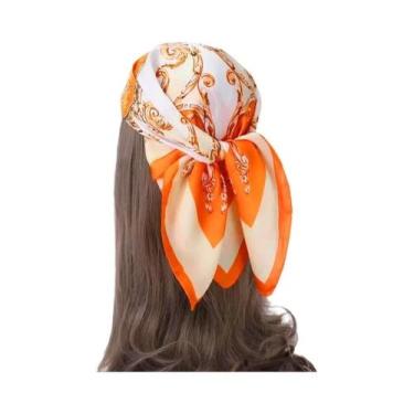 Imagem de Lenço de Seda Quadrado 70cm - Estampa Luxuosa para Pescoço, Cabelo e M