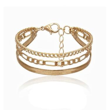 Imagem de Tornozeleira geométrica de corrente de cobra feminina - Joia empilhável de várias camadas com borda moderna