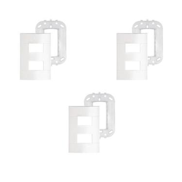 Imagem de Kit 3x Placas Espelhos 4x2 2 Módulos Branca Schneider Lunare Up S42122
