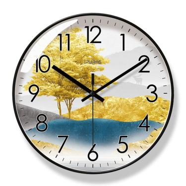 Imagem de Relógio de parede moderno silencioso de 30 cm com design redondo dourado