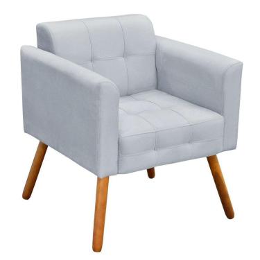 Imagem de Poltrona Elisa Suede Cinza Pés Palito Castanho D´rossi