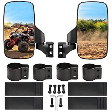 Imagem de BETOOLL Par ajustável atualizado UTV Side Mirror Set 1,75 ou 5.1 cm Roll Bar Cage, Universal UTV Side View Mirrors High Impact (pacote com 2)