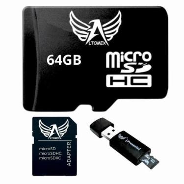 Imagem de Cartão de Memória 64Gb + 2 Adaptador SD Classe 10 Para Celular Tablet 