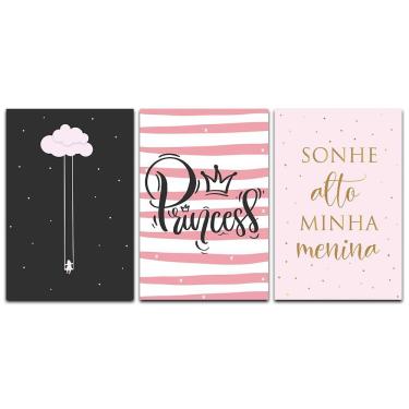 Imagem de Kit Placas Quadros Decorativos 3 Peças 20x30 Menina Princess