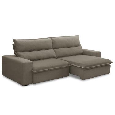 Imagem de Sofá Retrátil Reclinável Para Sala 3 Lugares 210cm Senzi F04 Veludo Marrom Claro - Lyam Decor