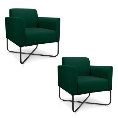 Imagem de Kit 2 Poltronas Decorativas Industrial X Preta S23 Verde