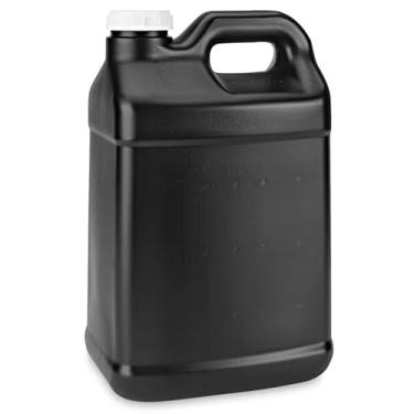 Imagem de Jumuk Supplies Jarros de plástico de 7 litros com tampas, recipientes de armazenamento de garrafas de água com alça ergonômica, em conformidade com a FDA, recipientes de HDPE feitos nos EUA (1, preto)