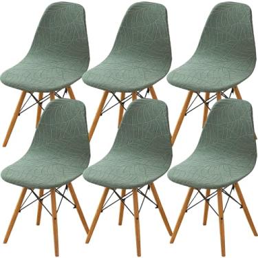 Imagem de GOSTADY Conjunto de 6 capas de cadeira de jantar, modernas de meados do século, capas de cadeira de jacquard, capa de cadeira elástica sem braços para cozinha, escritório, sala de jantar e sala de