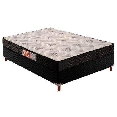 Imagem de Cama Box Casal: Colchão Espuma Paropas D45 Pasquale + Base CRC Suede Black(138x188)