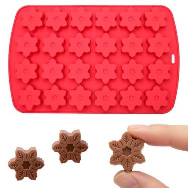 Imagem de Moldes de silicone de floco de neve, molde de bolo de Natal para assar 24 cavidades, moldes de floco de neve, suprimentos de festa de Natal para fazer chocolate, doces, bolos, geleia, vela, gelo