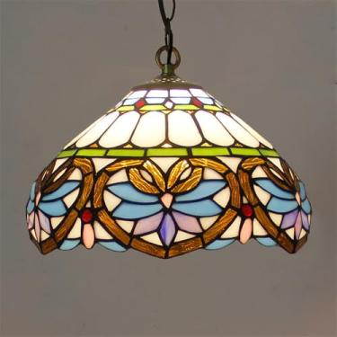 Imagem de Luminária pendente contemporânea de luxo em vidro colorido com LED, estilo retrô americano, para sala de estar, restaurante, quarto, hotel, casa de campo, corredor, café, bar ou escada (Esti