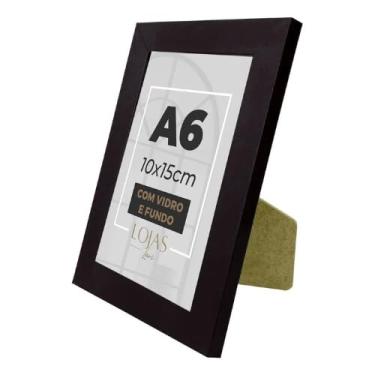 Imagem de Kit 2 Molduras Porta Retrato A6 10x15cm Vidro Fundo Grava Quadros Foto apoio (Preto)