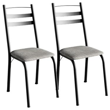 Imagem de Kit 2 Cadeiras Tubular America 061 Preto Assento Grafiato Artef