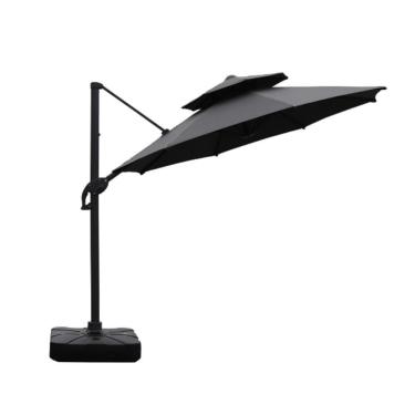 Imagem de Ombrelone Lateral Com Base 150 Lt Hdpe Belize Rivatti 300 Cm (larg) Aluminio Capa Poliéster Grafite