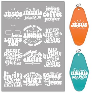 Imagem de DORSBABY Adesivos UV DTF - 24 folhas de citações cristãs adesivos de transferência a frio para chaveiros de motel. Papel de transferência impermeável, esfregar em transferências à prova d'água