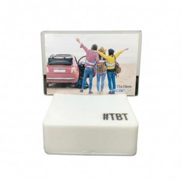 Imagem de Luminária Mini Box Retrato TBT, Porta-Retrato com LED, USB, 11,5x11,5x4,5cm, Polipropileno e Vidro, para Foto 10x15cm