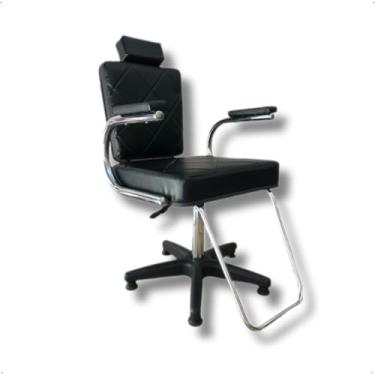 Imagem de Cadeira elite salao de beleza cabelereiro barbeiro maquiagem design confortavel com regulagem de altura - pistão giratória ajustável (Preto)