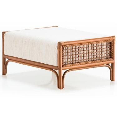 Imagem de Puff Oslen Ozki 38 Cm (altura) Madeira Eucalipto Cedro Tecido Bege Corda Junco Natural