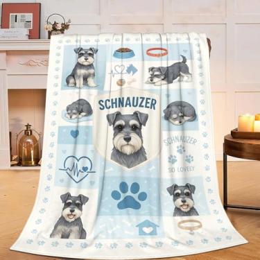 Imagem de Schnauzer Cobertor Schnauzer Presentes para Mulheres Meninas Lindo Cachorro Cobertor para Amantes de Cachorros Flanela Macia Confortável Lã Schnauzers Pelúcia Quente Roupa de Cama para Crianças